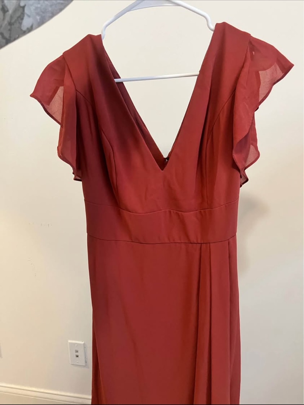 David's Bridal Rust Red Bridesmaid Dress
